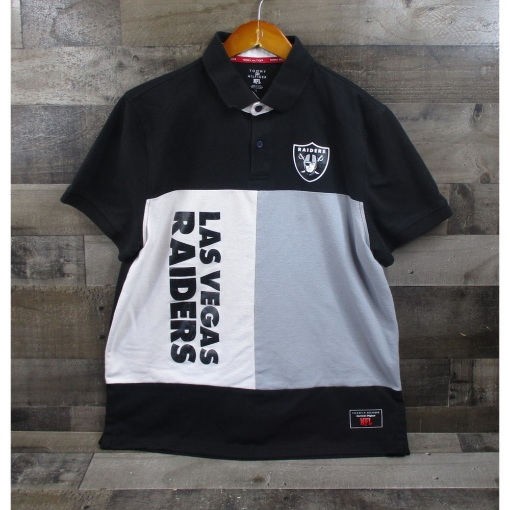Las Vegas Raiders Shirt Mens Large Tommy Hilfiger NFL Football Colorblock Polo